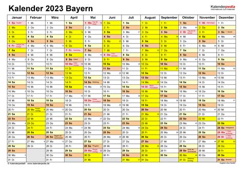 Ferien Bayern 2023 - Ferienkalender Zum Ausdrucken A52