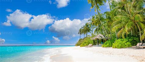 Relax island nature, sea sand sky. Tranquil beach scene. Exotic ...