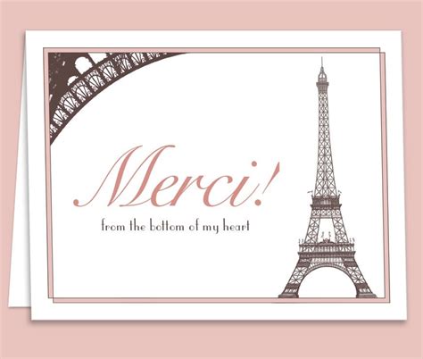 French Paris Theme Thank You Card Downloadable/Printable for