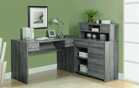 Modern L-Shaped Desk with Great Storage in Dark Taupe Reclaimed Finish – ComputerDesk.com