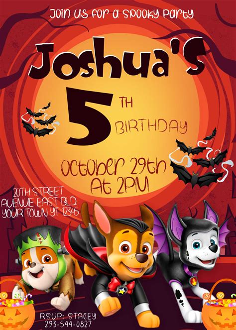 Paw Patrol Halloween Birthday Invitation | Fantastic Invite