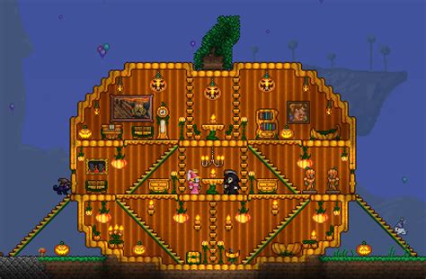 A pumpkin house I built in Terraria! : r/gaming