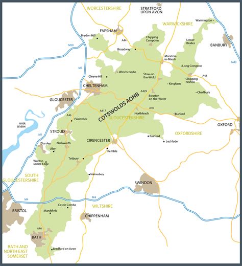 Cotswolds Map | Cotswold Maps | Cotswolds AONB | Cotswolds map ...