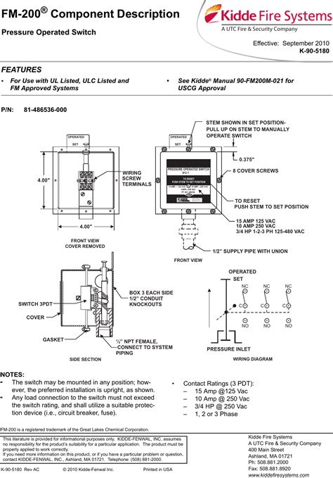 Kidde Fire Systems Marine Instruments Fm 200 Users Manual K 90 5180