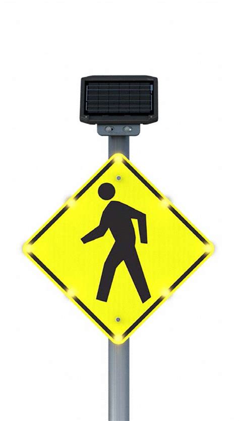 36 in x 36 in Nominal Sign Size, Aluminum, Flashing LED Pedestrian ...