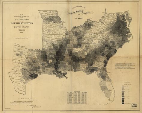 slave density 1860 census (Map showing the distribution of the slave population of the southern ...