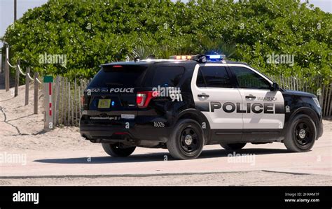 Miami Beach Police Car at South Beach - MIAMI, FLORIDA - FEBRUARY 14 ...