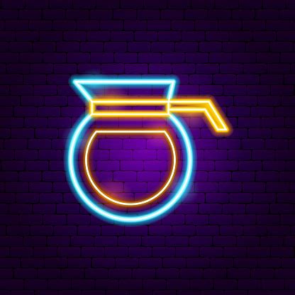 Glass Coffee Pot Neon Sign Stock Illustration - Download Image Now ...