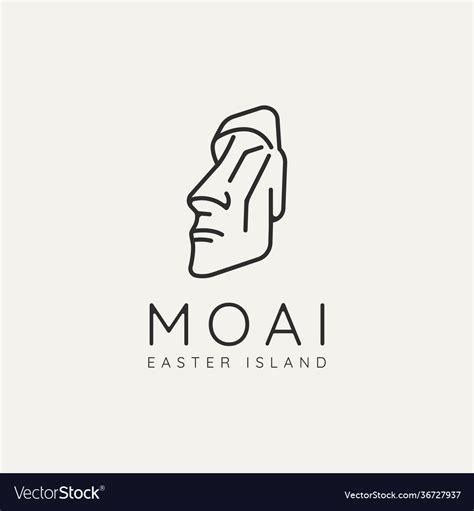 Moai head sculpture minimalist line art logo icon Vector Image