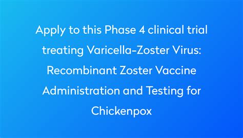 Recombinant Zoster Vaccine Administration and Testing for Chickenpox Clinical Trial 2024 | Power