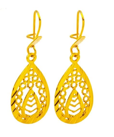 24 Carat Gold Drop Earrings,Filigree Teardrop Earrings 2018 Fashion Fakegold Jewelry - Buy ...