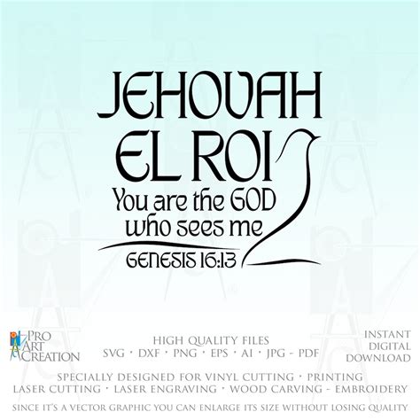 Jehovah El Roi, the God Who Sees Me, Name of God, Bible Verse Wall Art, Printable Christian Wall ...