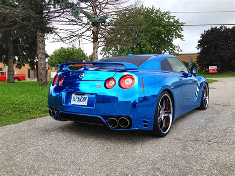 Nissan GT-R Wrapped in Blue Chrome