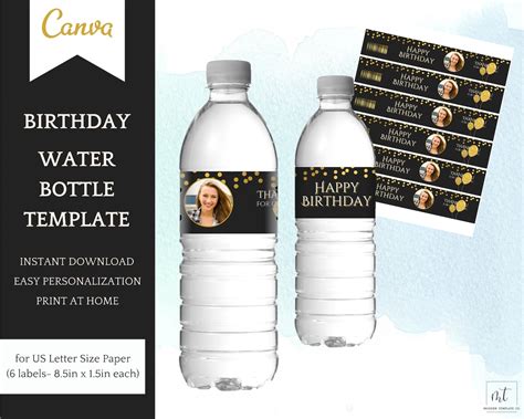 Editable Water Bottle Label Template Printable Birthday - Etsy