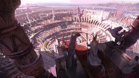 artwork, fantasy art, ArtStation, Colosseum, fantasy architecture, fantasy city, guards HD Wallpaper