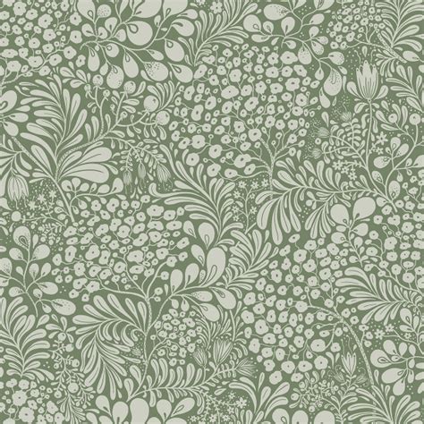 2932-65125 - Siv Dark Green Botanical Wallpaper - by A-Street Prints