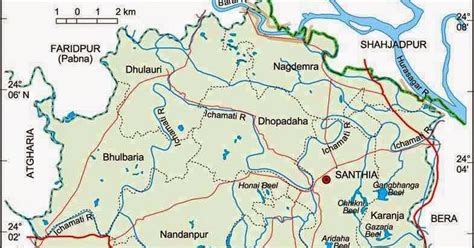 Santhia Upazila Map, Pabna District, Bangladesh