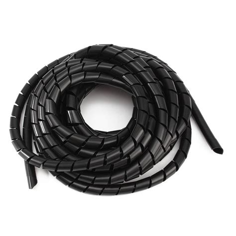 Black Spiral Polyethylene Cable Electrical Wire Wrap Tube Computer ...