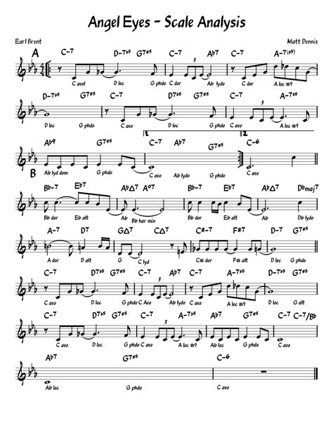 Angel Eyes (jazz std with chord scale analysis) Sheet music for Piano (Solo) Easy | Musescore.com