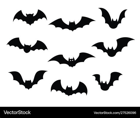 Black silhouettes bats set on white background Vector Image