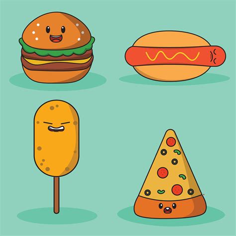 Vector cute food icon pack set 8673709 Vector Art at Vecteezy