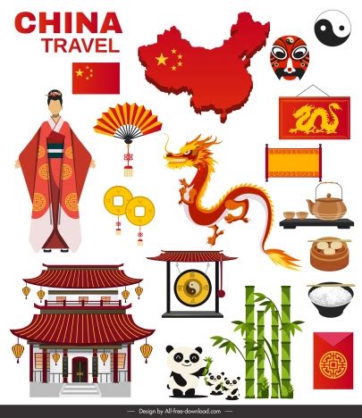 China culture design elements classical oriental symbols vectors stock ...