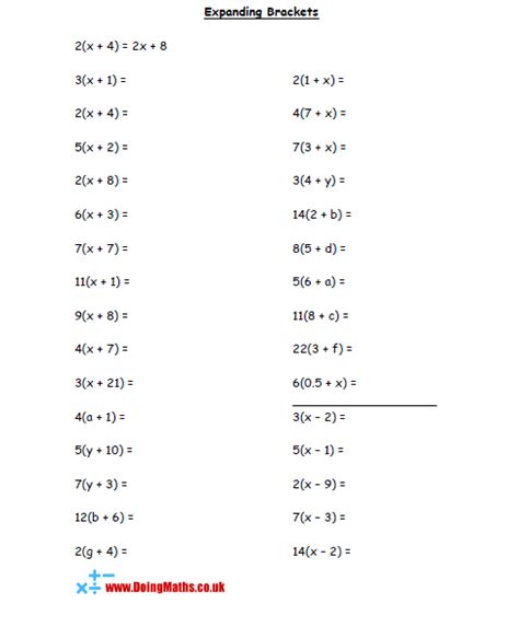 Expanding brackets - Free worksheets, PowerPoints and other resources for GCSE