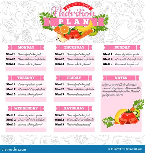 Healthy Diet Planning. Healthy Food and Weekly Meal Plan Schedule ...