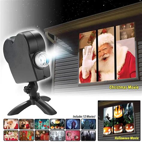 Window Display Christmas Projector Lamp 12 Movies Projector Light Laser LED Projection Light ...