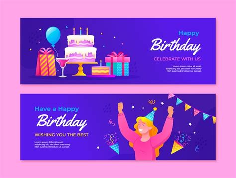 Premium Vector | Birthday celebration horizontal banner