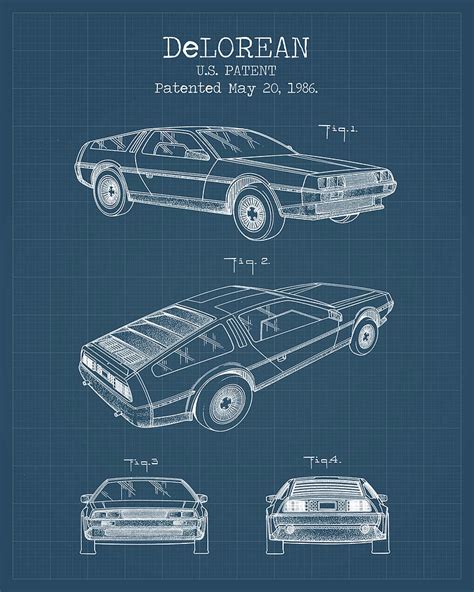 Delorean blueprints Digital Art by Dennson Creative - Fine Art America