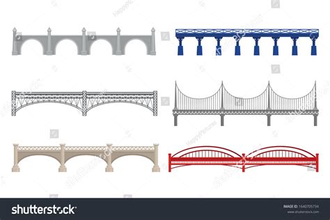 Various Types Bridges Made Concrete Metal Stock Vector (Royalty Free) 1640705734