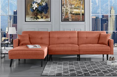 Buy Orange Futon Recliner er Sofa Bed/Couch, Convertible Futon Sofa Sectional with Reversible ...