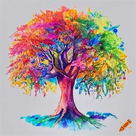 Colorful drawing of a tree of life on Craiyon