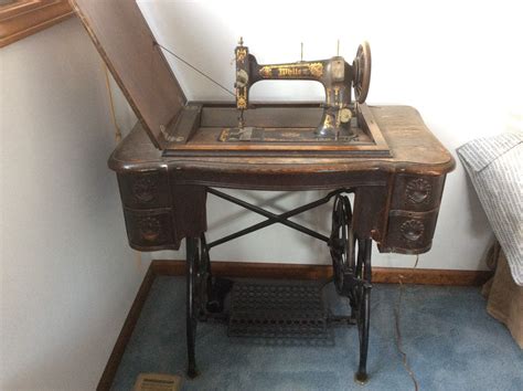 Antique Sewing Machine White Rotary Treadle | Antique sewing machines, Antique sewing table ...