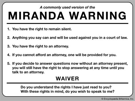 Miranda warning | Definition, Text, Rights, Amendment, & Supreme Court ...