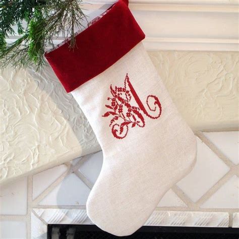 Antique Linen Monogram Christmas Stocking in 2020 | Christmas stockings, Monogram stockings ...