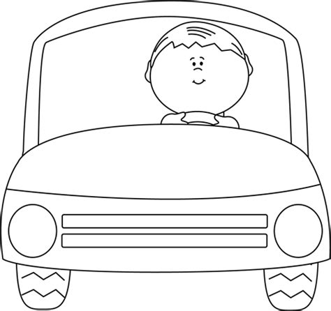 Black and White Kid Driving a Car Clip Art - Black and White Kid Driving a Car Image | Clip art ...
