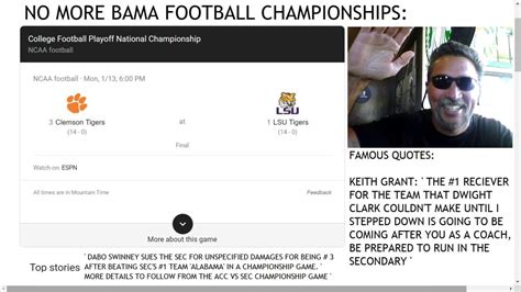 LSU VS CLEMSON ‘OR’ CLEMSON VS LSU – NO MORE BAMA FOOTBALL CHAMPIONSHIPS