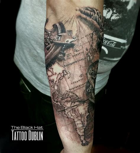 Second part of this amazing compass and world map tattoo sleeve by the ink master Sergy | World ...