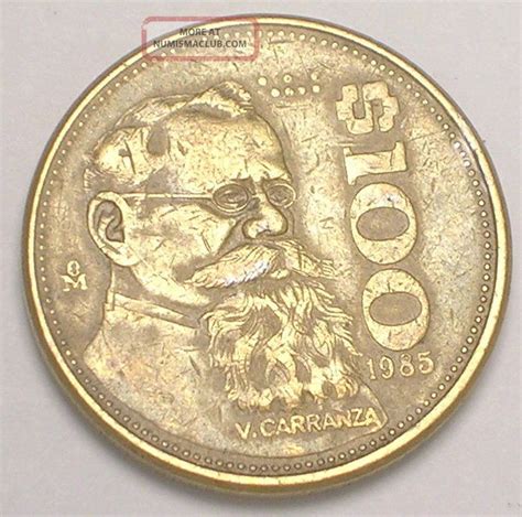 1985 Mexico Mexican 100 Pesos Carranza Eagle Coin F,