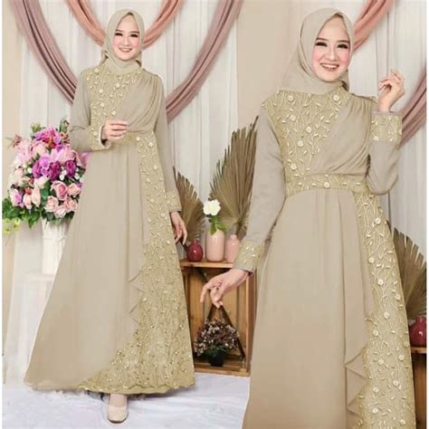 Baju Gamis Pesta Model Terbaru Kombinasi Tile Cantik | RYN Fashion