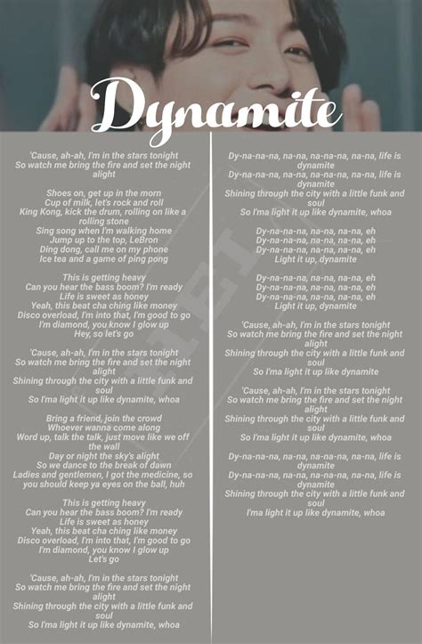 BTS - Dynamite Lyrics | Frases de letras de canciones, Lyrics letras de canciones, Mejores ...