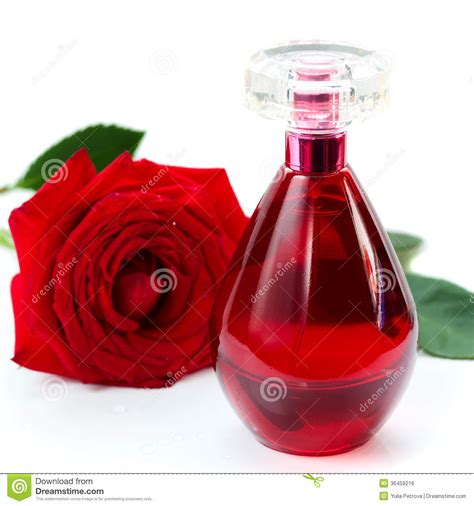 Perfume Bottle and a Red Rose Stock Photo - Image of rose, flavor: 36459216