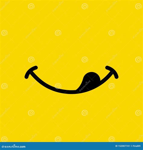Yummy Smile Emoticon Lick Mouth Lips on Yellow Background Stock Vector - Illustration of mouth ...