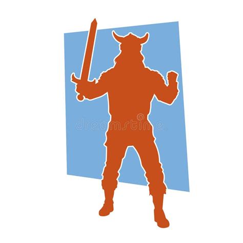 Silhouette of a Man in Viking Warrior Costume Carrying Sword Weapon. Stock Vector - Illustration ...