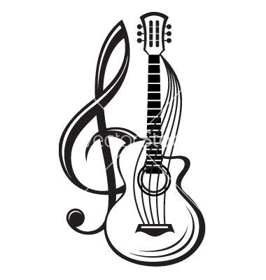 Treble clef and guitar vector on VectorStock | Tatouages note de musique, Créations de tatouages ...