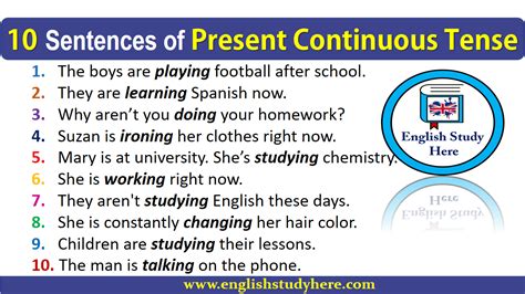 Examples Of Present Continuous Tense 10 20 Examples Of Present Continuous Tense In English ...