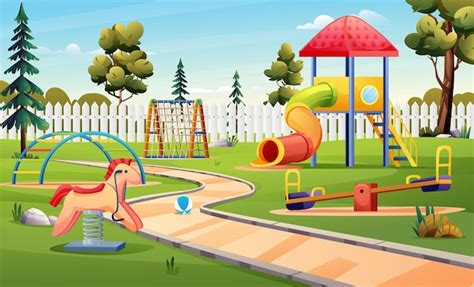 Premium Vector | Kids playground with tube slide, climbing ladder and ...