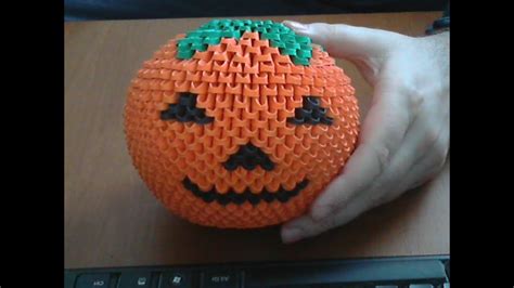 How to make 3d origami Halloween pumpkin model2 - YouTube